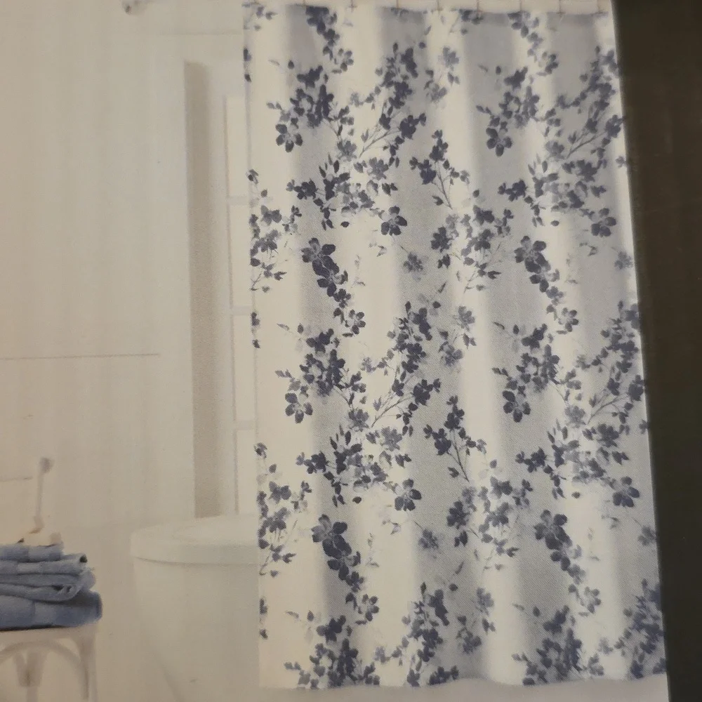 Ralph Lauren Floral Shower Curtain FLOWERD Blue White New